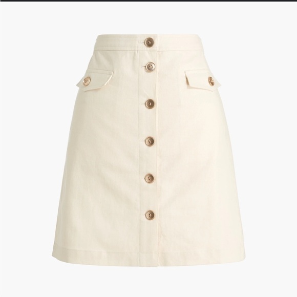 J. Crew Cream Ecru‎ Linen Blend Button-Through A-Line Skirt - Picture 4 of 9